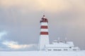 Alnes lighthouse at Godoya Island near Alesund.