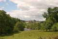 Alnwick castle and river Aln in Northumberland in summer Royalty Free Stock Photo