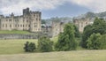 Panoramic view of Alnwick Castle on a hill