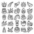 Aloe icons set, outline style