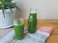 Aloe leaves juice on the table Royalty Free Stock Photo