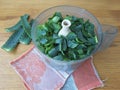 Aloe leaves on the table, to make aloe juice