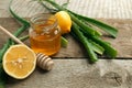 Aloe Vera, fresh lemon and honey. Natural facial, skin and hair care recipe.