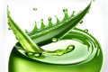 Aloe vera gel dripping from aloe vera slice isolated on white background AI Generation Royalty Free Stock Photo