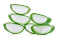 Aloe vera leaf and slices isolated on white background Royalty Free Stock Photo