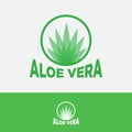 Aloe Vera logo. Transparent leaves on a circle. Medicine plants.