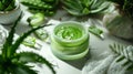 Aloe Vera and Moisturizers After exposure to heat, use aloe vera or a light moisturizer to soothe and hydrate the skin This is Royalty Free Stock Photo