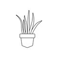 Aloe vera in pot plants line style icon