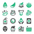 Aloe vera and product icon set