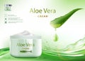 Aloe Vera skin care cream with plant leaves