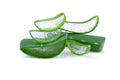 Aloe vera slices on white