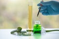 Aloe vera spa treatments on white wooden table with scientist hand. Healthcare and body therapy massage relaxation concept. Beauty Royalty Free Stock Photo