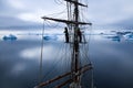 Aloft in a tallship, sailboat in Antarctica Royalty Free Stock Photo