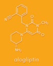 Alogliptin diabetes drug molecule. Belongs to dipeptidyl peptidase 4 DPP-4 or gliptin class of antidiabetic medicines. Skeletal.