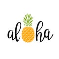 Aloha - hand written lettering. Text isolated on white background with design elements. Summer typography for photo overlays, t-