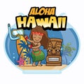 Aloha hawaii cartoon design