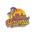Aloha Hawaii Lettering. Holiday Inscription. Vector Illustration