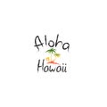 Aloha Hawaii quote t-shirt print and hand-drawing illustration. Palm related trendy t-shirt apparel design - Vector Royalty Free Stock Photo