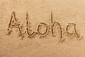 Aloha hawaii summer beach writing message