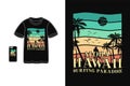 Aloha Hawaii surfing paradise t shirt design silhouette retro vintage style Royalty Free Stock Photo