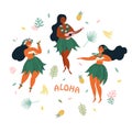 Aloha. Hawaiian holidays poster with Hula dancer Royalty Free Stock Photo