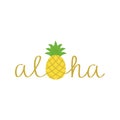 Aloha pineapple vector illustration golden drawing
