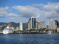 Aloha Tower, Boats, Market, harbor and Downtown Honolulu Royalty Free Stock Photo