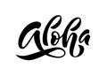 Aloha word lettering. Vector illustration for print on shirt, card Hawaiian text hello phrase