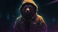 Alone Bear In Cyberpunk Style