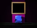 Alone blue chair with picture frame