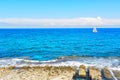 Alone boat in the ocean Royalty Free Stock Photo