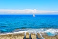 Alone boat in the ocean Royalty Free Stock Photo