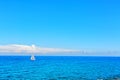 Alone boat in the ocean Royalty Free Stock Photo