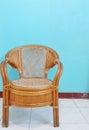 Alone brown chair in the corner of the room