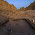 Alone camel in bedouin desert camp near mountains. Sharm El Sheikh, Egypt Royalty Free Stock Photo