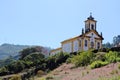 Alone church in a hill covered by vegetation in Ouro Preto city, Minas Gerais state, Brazil