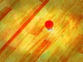 Alone floorball ball on wooden floor of court