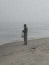 Man on beach in rockaways nyc