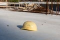 Alone forgotten old dirty construction helmet