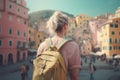 Alone girl traveler. Generate Ai