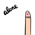 Alone hand drawn illustration with sad penis