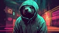 Alone Hawaiian Monk Seal In Cyberpunk Style Hoodie