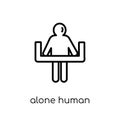alone human icon. Trendy modern flat linear vector alone human i