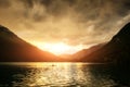 Alone kayaker in the norwegian fjord Royalty Free Stock Photo