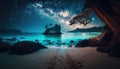 Alone lonely night dark blue night view image fantasy Andaman Islands India artwork generative ai art