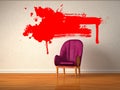 Alone luxurious chair with red splashes Royalty Free Stock Photo