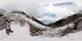 Alone hiker trekking in Switzerland Alps mountains Royalty Free Stock Photo