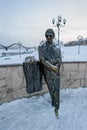 Alone monument on the Volga embankment in Rybinsk, Russia