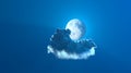 alone night cumulus with moon , creative nature 3D illustration Royalty Free Stock Photo