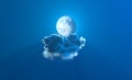alone night cloud with moon , conceptual nature 3D illustration